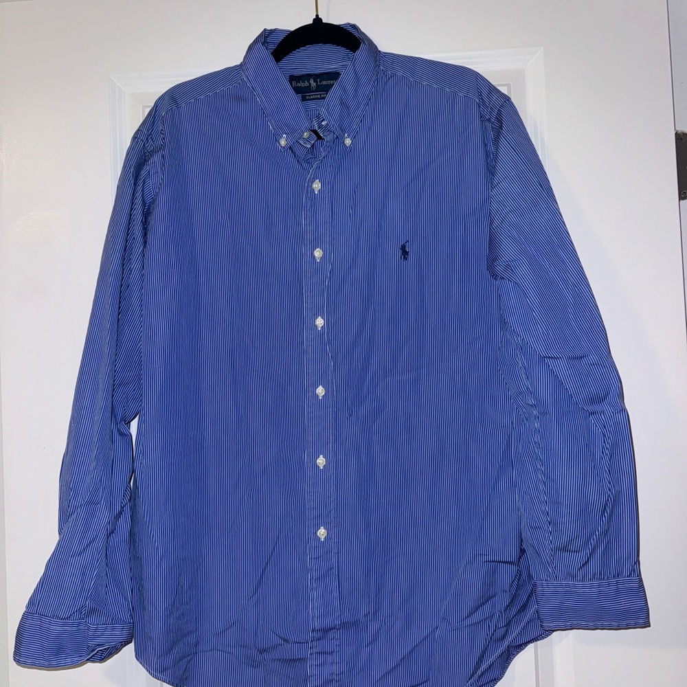 Polo by Ralph Lauren Blue Men's Dress Shirt - 34/34